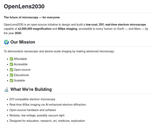 Объявлен набор в команду открытого проекта OpenLens2030 для созданию продвинутого электронного микроскопа