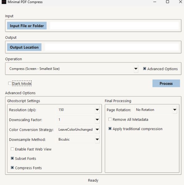 Вышел открытый проект Minimal PDF Compress 1.2 и почти сразу 1.3 — GUI для Ghostscript под Windows