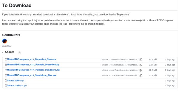 Представлен открытый проект Minimal PDF Compress 1.1 — GUI для Ghostscript под Windows