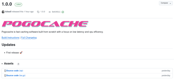 Релиз открытого проекта Pogocache 1.0 для кэширования, созданного с нуля с упором на низкую задержку и эффективность