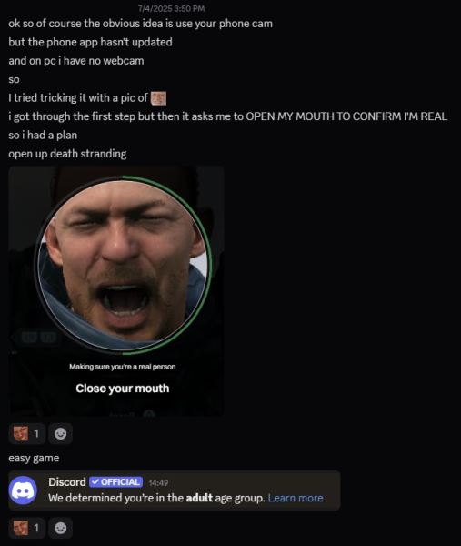 Пользователи научились обходить проверку возраста Discord в Великобритании с помощью фоторежима Death Stranding