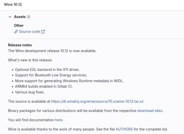 Релиз Wine 10.12